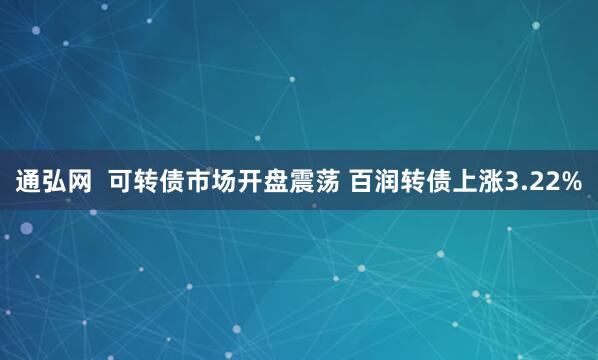 通弘网 可转债市场开盘震荡 百润转债上涨3.22%